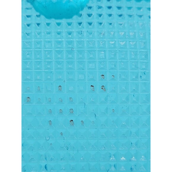 Bright Aqua Blue Ruffled Glass Textured Bowl Waffle Pattern 7.5" - Picture 7 of 8